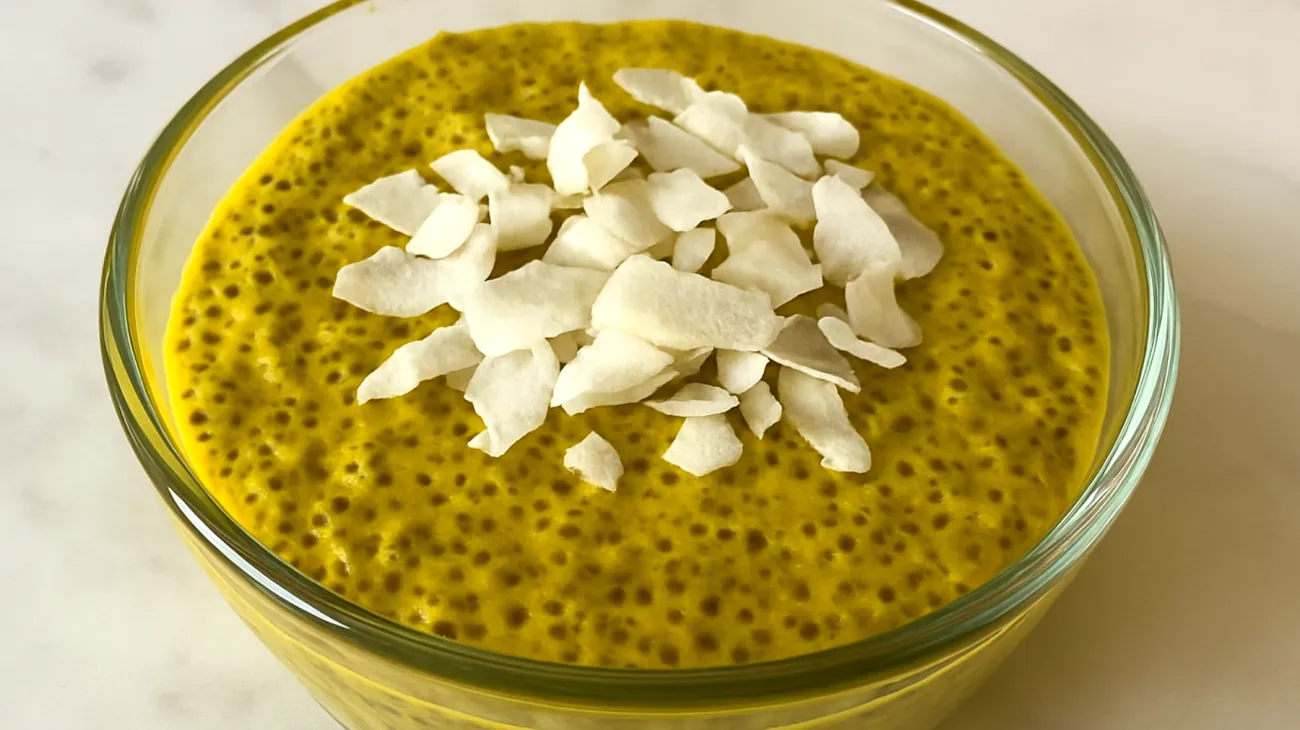 Chia-Pudding mit Kurkuma und Kokosmilch"