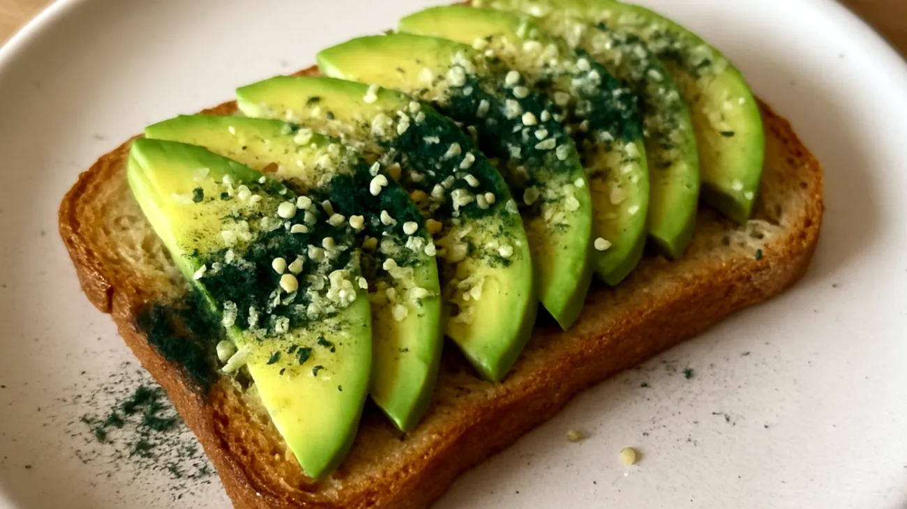 Hanfsamen-Avocado-Toast mit Spirulina"