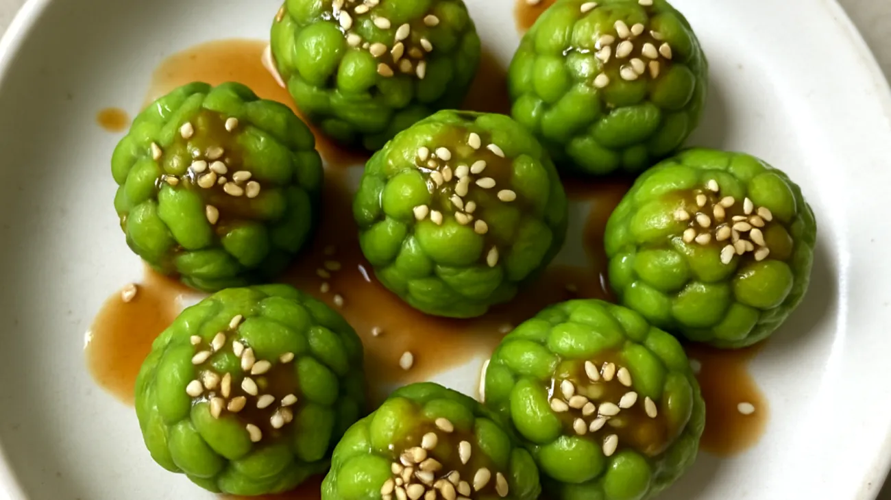 Miso-Edamame-Bällchen mit Sesam"