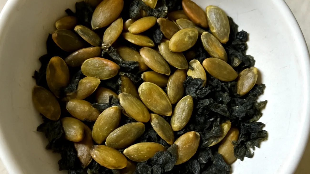 Röstkirnkerne mit Wakame-Algen und Kürbiskernen"